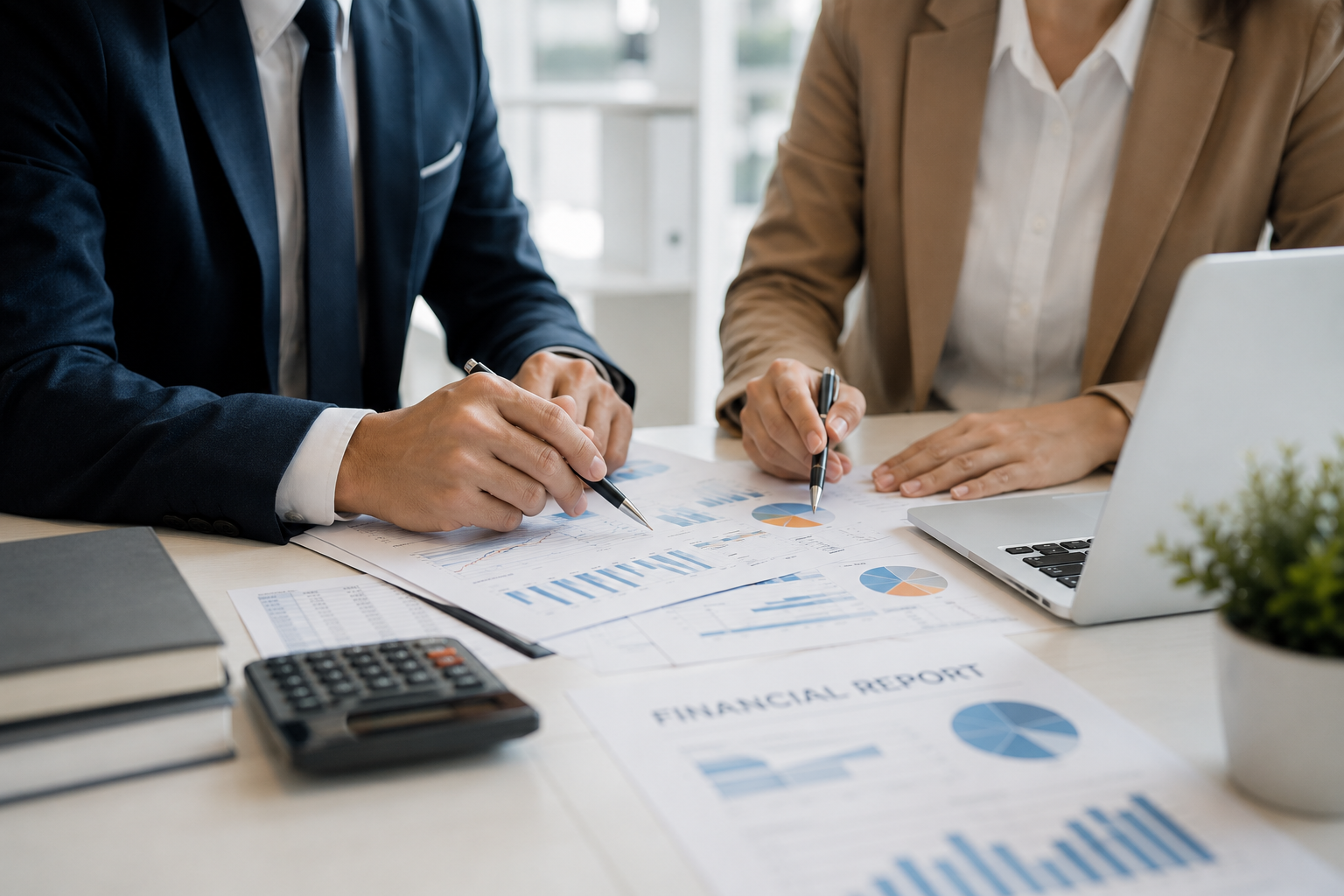 Accountant reviewing financial statements